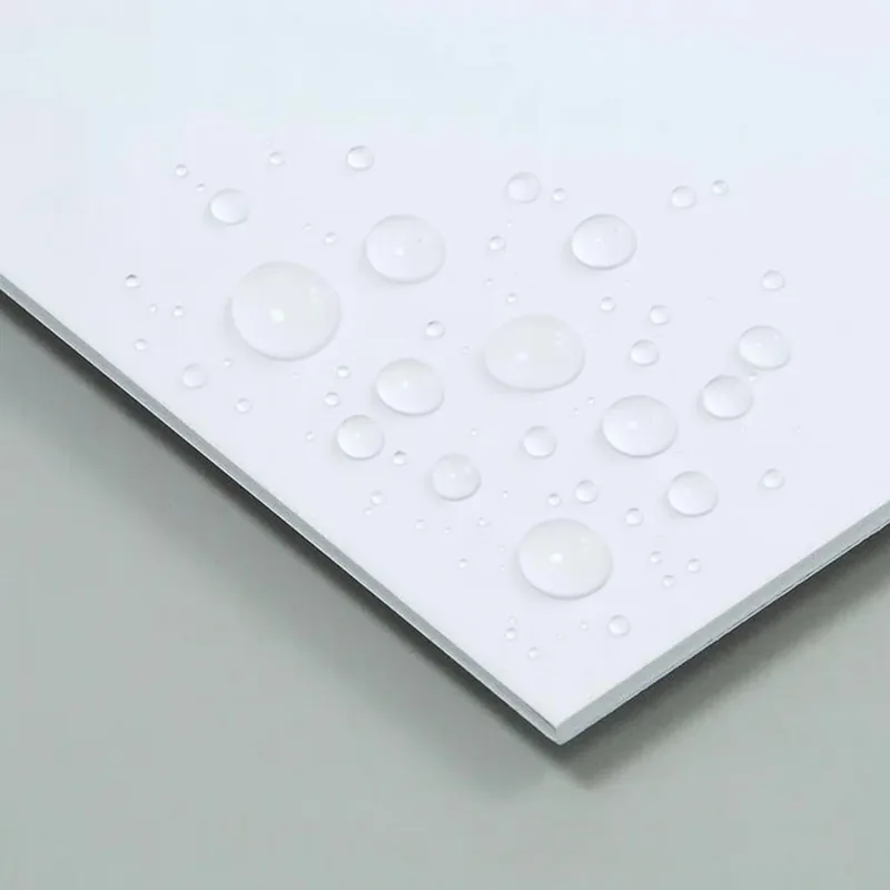 PVC wall panel in a pale stone finish