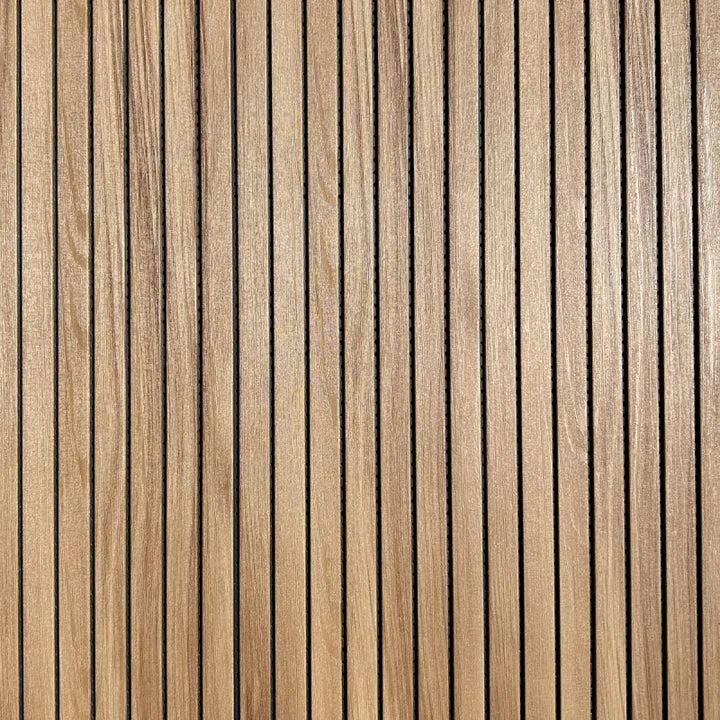 Fluted and slat wall panel in warm oak