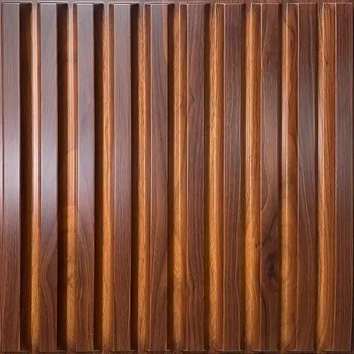 Wood grain wall panel in rich walnut